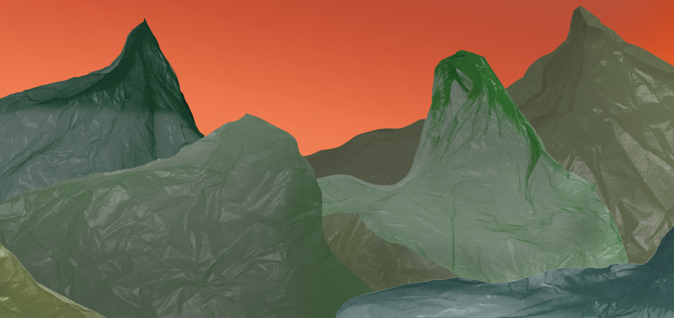 een landschap met bergen van plastic tasjes