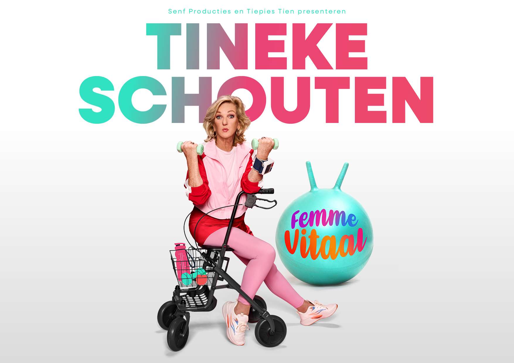 Tineke Schouten op een rollator